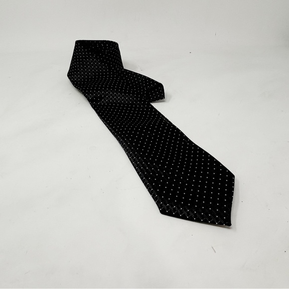 Dark Charcoal Gray Men’s Geometric Bird’s Eye Print Easy Care Polyester Tie 60” - Picture 2 of 5